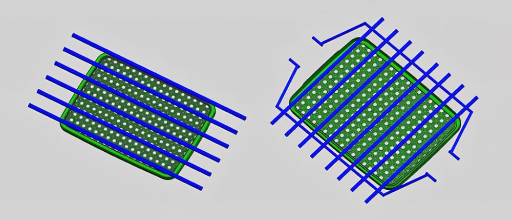 Cooling system for storage basket lid mould