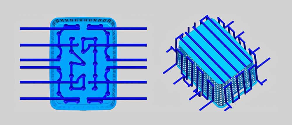 Cooling system for storage basket mold