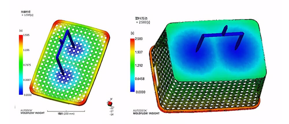 Storage basket mold flow